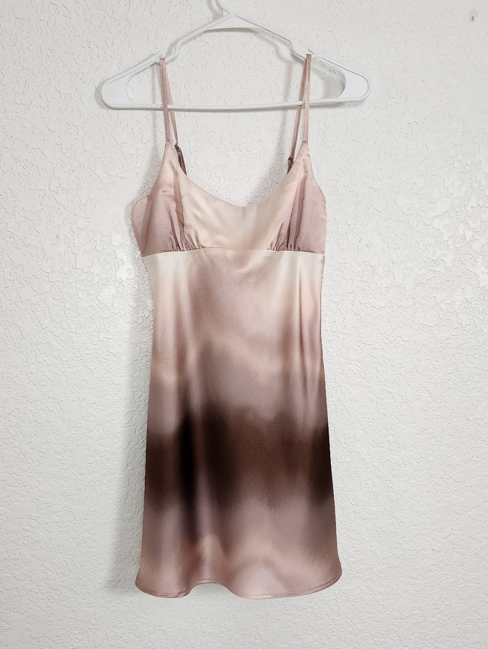 NWT Blush to Brown Ombre Satin Slip Dress Fashion Nova Size S Spaghetti Straps